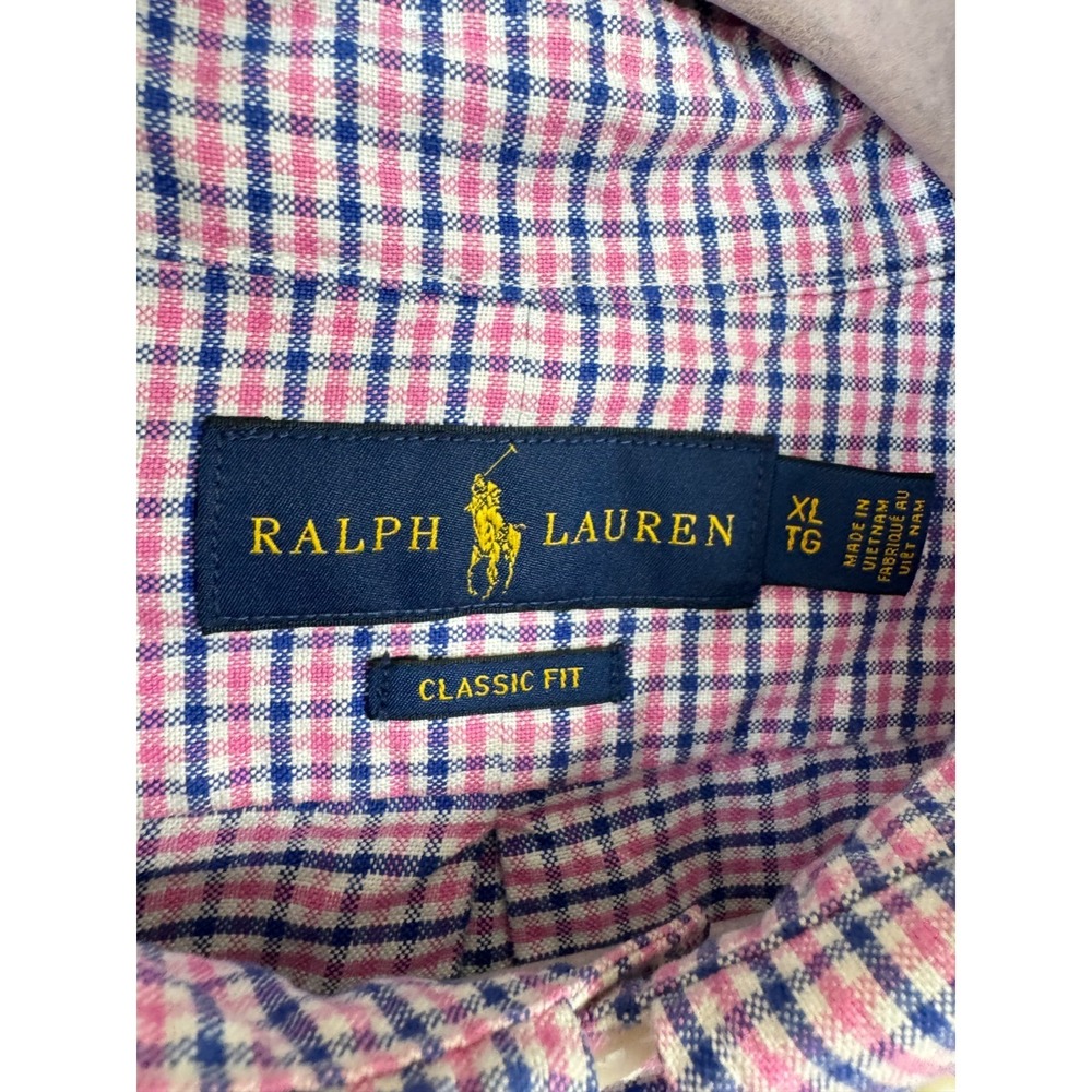 Ralph Lauren Classic Fit Button Down Shirt Men's XL Pink Check Preppy Old Money‎ - Picture 6 of 7